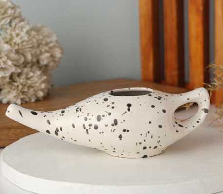 White Black Dotted Neti Pot