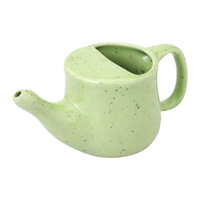 Spill Proof Ceramic Neti Pot Frackle Green