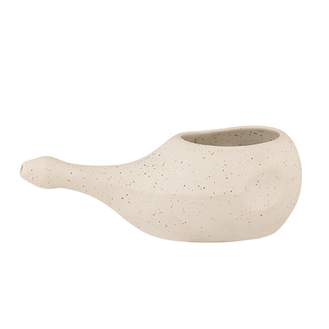 Handmade  Ceramic Without Handle   Neti Pot Matte Ivory