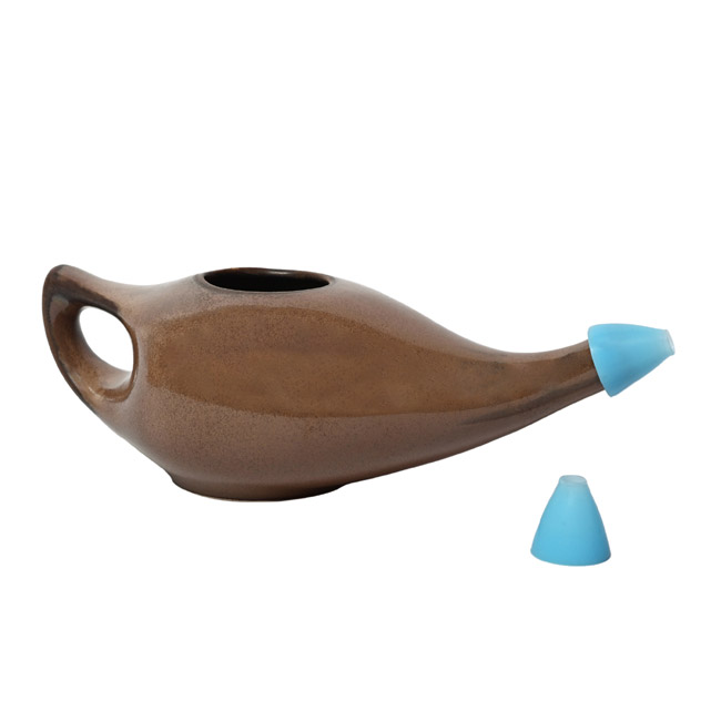 Premium Grade Ceramic Neti Pot for Nasal Cleansing Chocolate