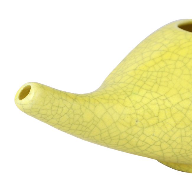 Premium Grade Ceramic Neti Pot Crackle Pattern Yellow