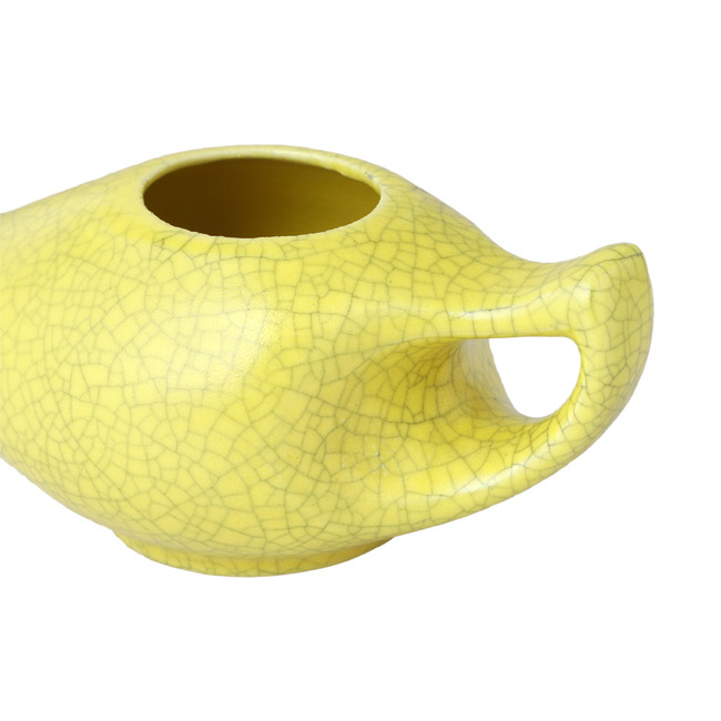 Premium Grade Ceramic Neti Pot Crackle Pattern Yellow