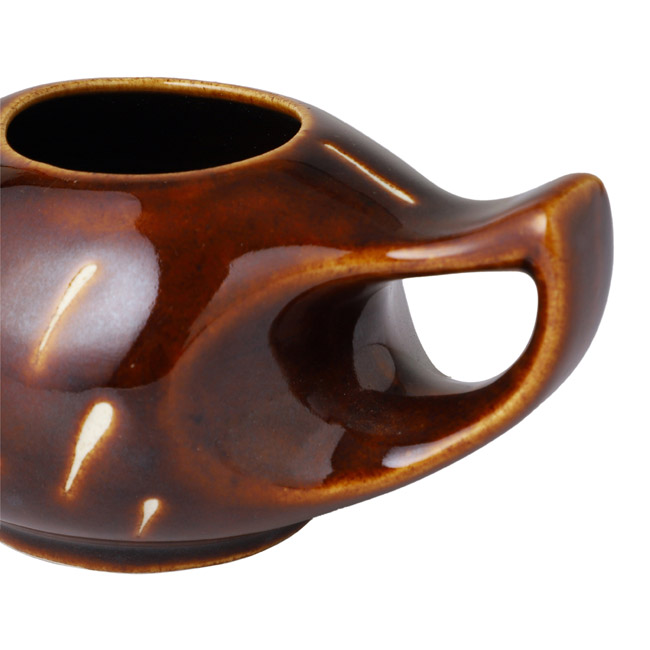 Premium Grade Ceramic Neti Pot for Nasal Cleansing Dark Brown Color