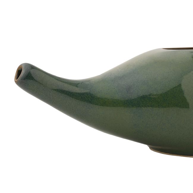 Premium Grade Ceramic Neti Pot for Nasal Cleansing Elegant Green