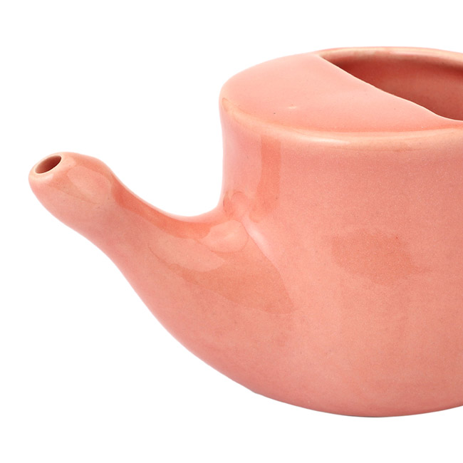 Handmade Spill Proof Ceramic Neti Pot Orange