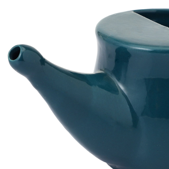 Handmade Spill Proof Ceramic Neti Pot Peacock Green