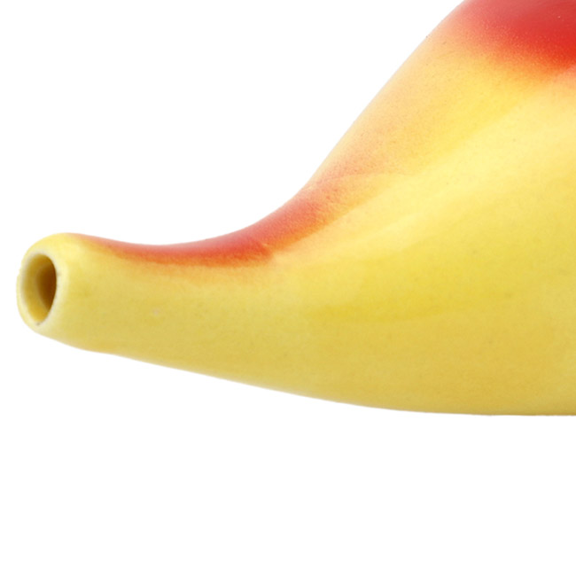 Premium Grade Ceramic Neti Pot for Nasal Cleansing  Red and Yellow