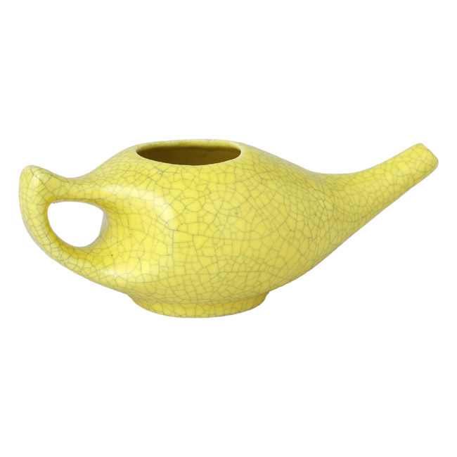 Premium Grade Ceramic Neti Pot Crackle Pattern Yellow