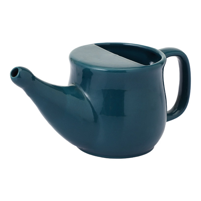 Handmade Spill Proof Ceramic Neti Pot Peacock Green