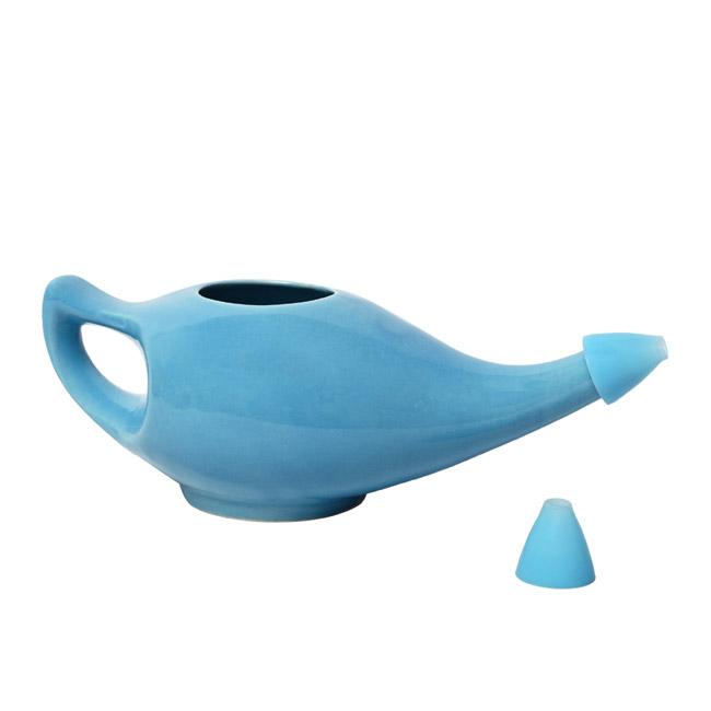 Premium Grade Ceramic Neti Pot for Nasal Cleansing 
Sky Blue 