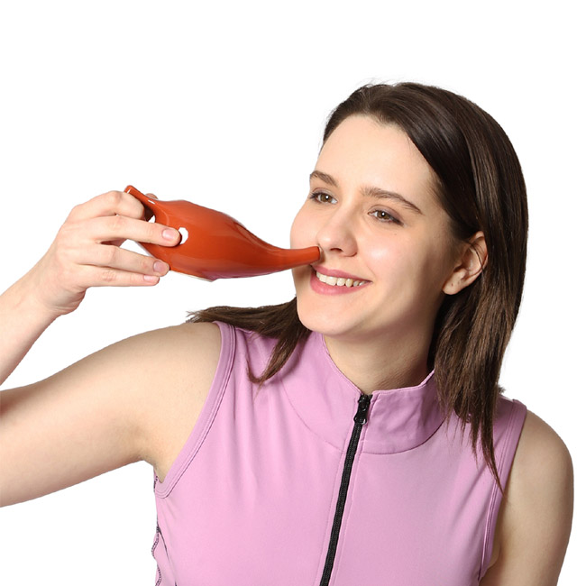 Premium Grade Ceramic Neti Pot for Nasal Cleansing Red