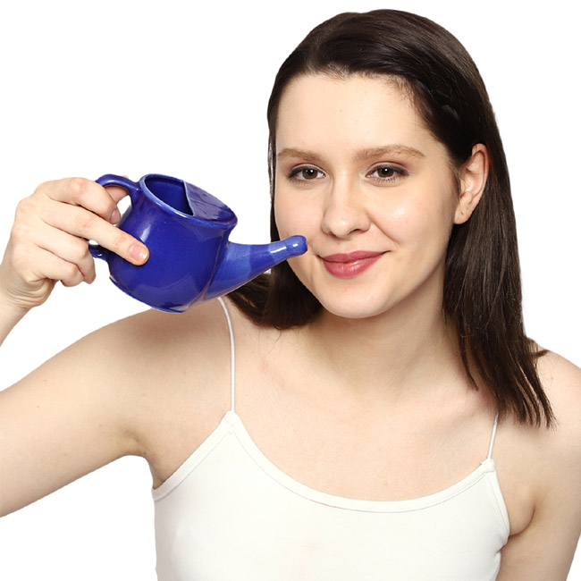 Premium Grade Ceramic Neti Pot for Nasal Cleansing  Violet