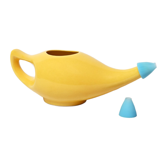 Premium Grade Ceramic Neti Pot for Nasal Cleansing Yellow