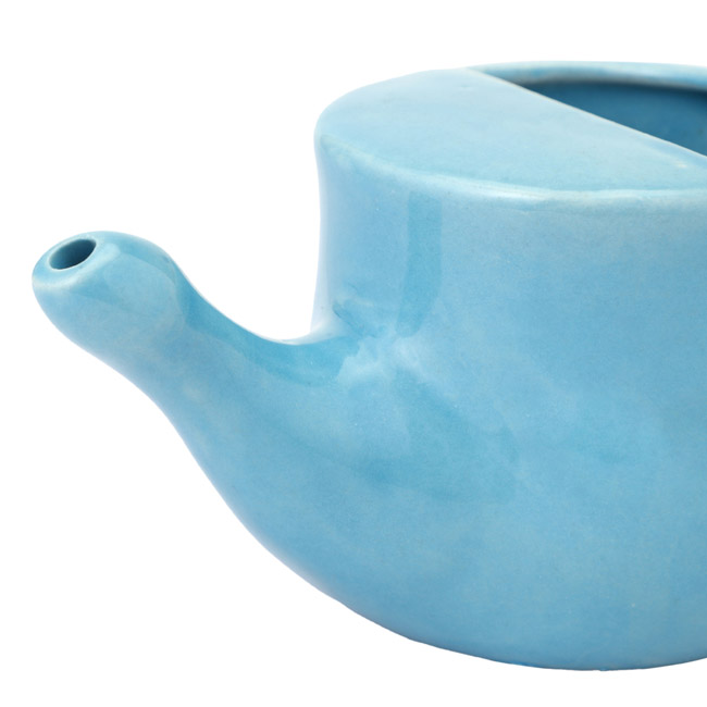 Spill Proof Ceramic Neti Pot Sky Blue