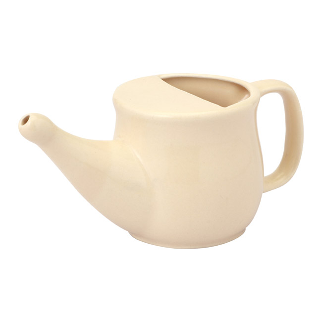 Handmade Spill Proof Ceramic Neti Pot Beige