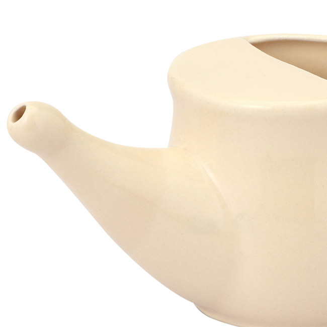 Handmade Spill Proof Ceramic Neti Pot Beige