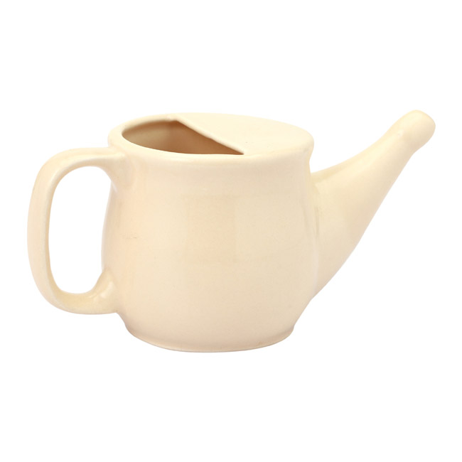 Handmade Spill Proof Ceramic Neti Pot Beige