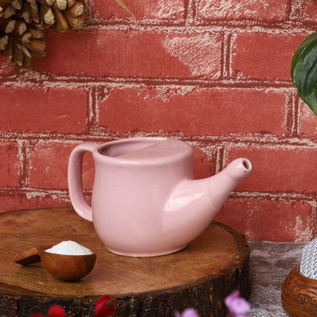 Handmade Spill Proof Ceramic Neti Pot Pink