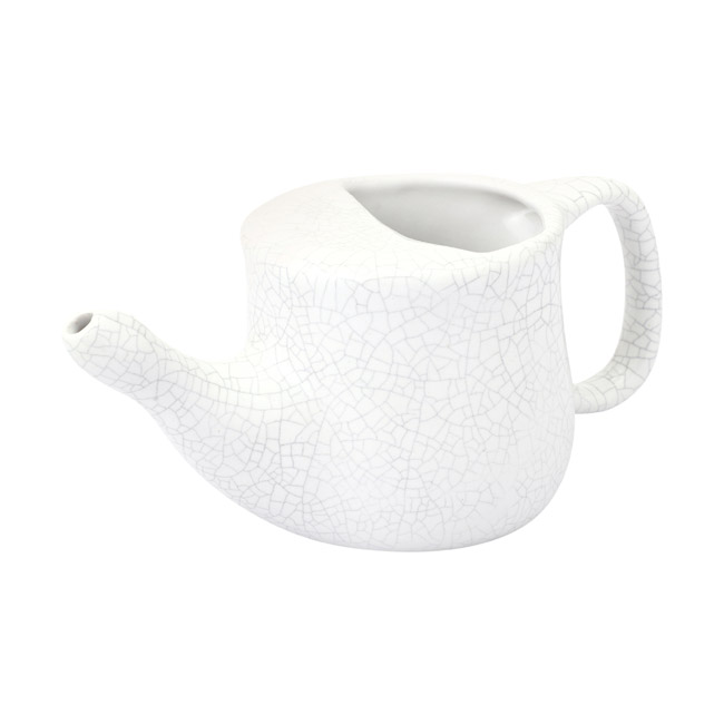 Handmade Spill Proof Ceramic Neti Pot White Crackle