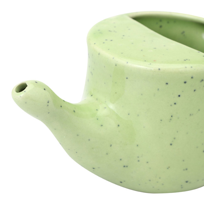 Spill Proof Ceramic Neti Pot Frackle Green