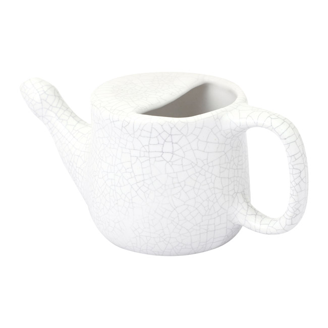 Handmade Spill Proof Ceramic Neti Pot White Crackle