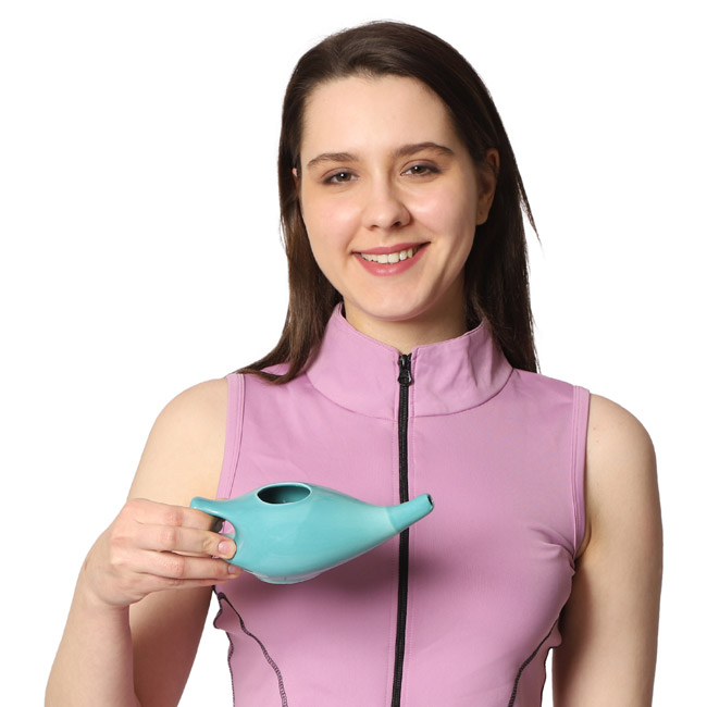 Premium Grade Ceramic Neti Pot for Nasal Cleansing   Turquoise Color