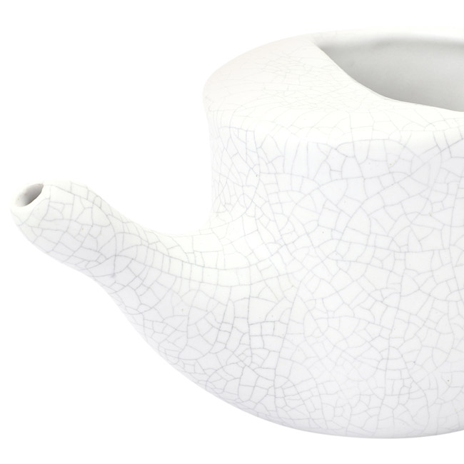 Handmade Spill Proof Ceramic Neti Pot White Crackle