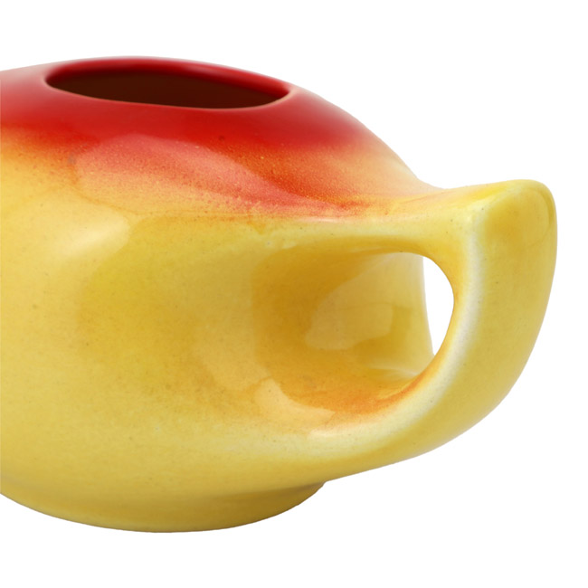 Premium Grade Ceramic Neti Pot for Nasal Cleansing  Red and Yellow